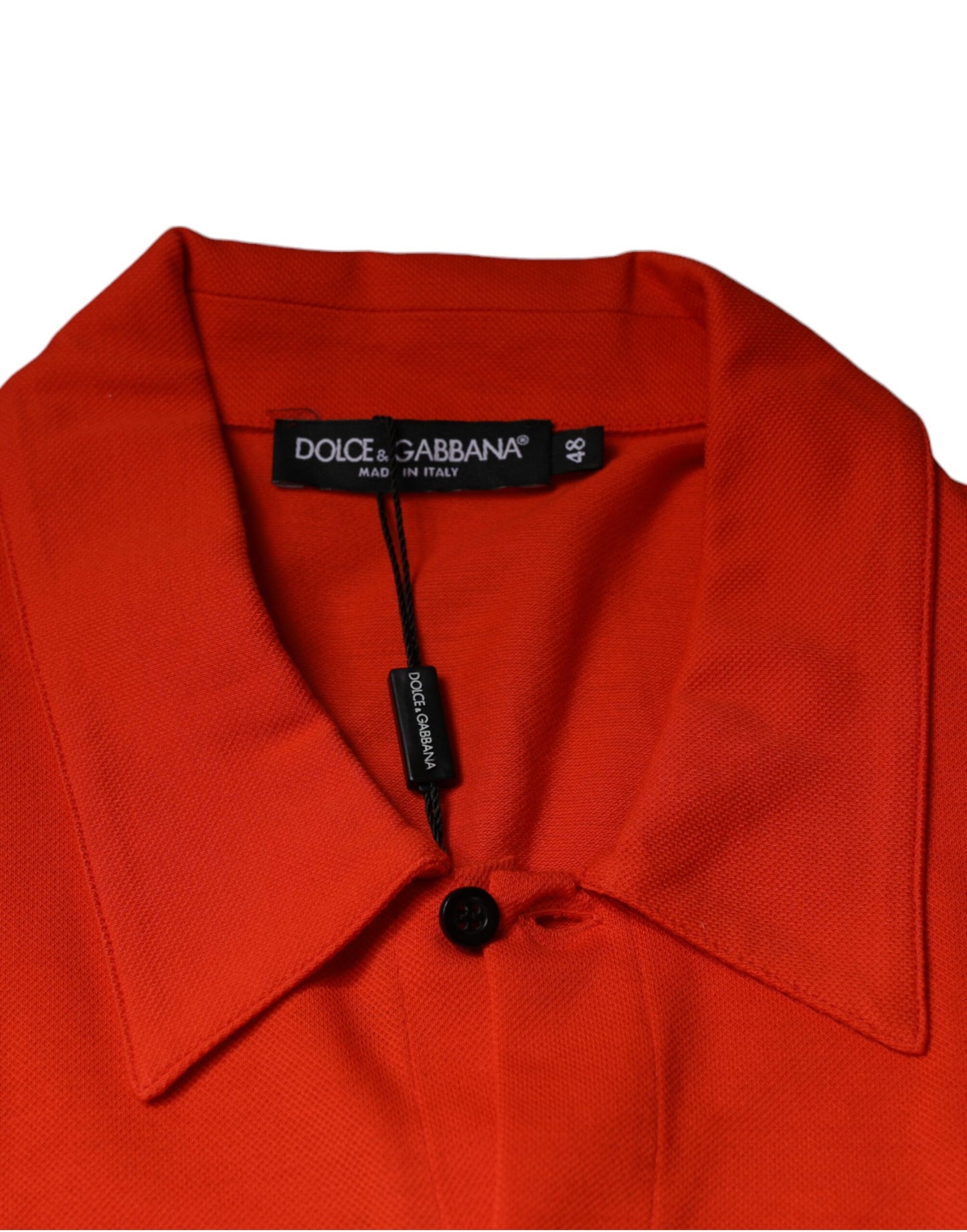 Dolce & Gabbana Orange Bomuld Button Down Casual Poloshirt