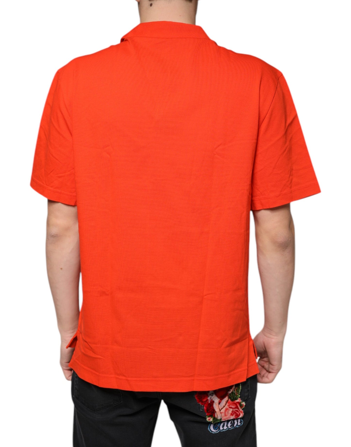 Dolce & Gabbana Orange Bomuld Button Down Casual Poloshirt