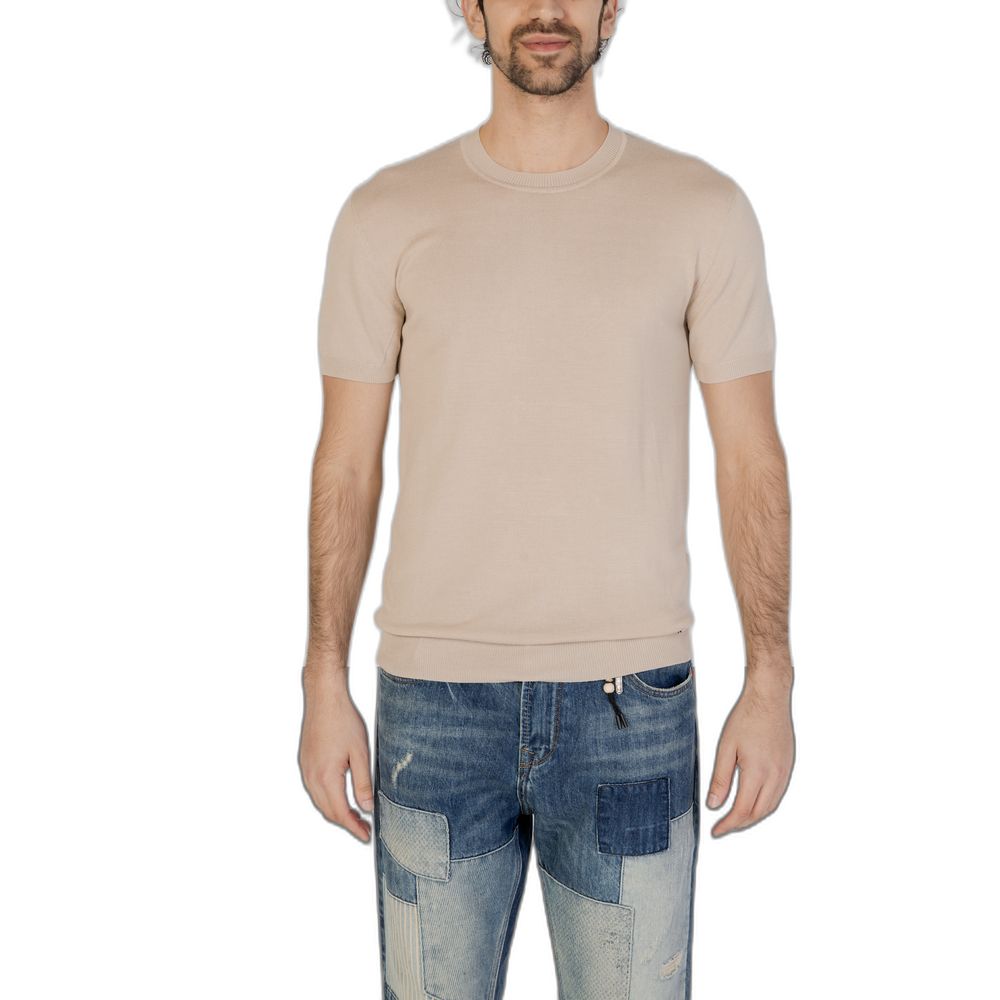 Gianni Lupo Beige Viskose T-shirt