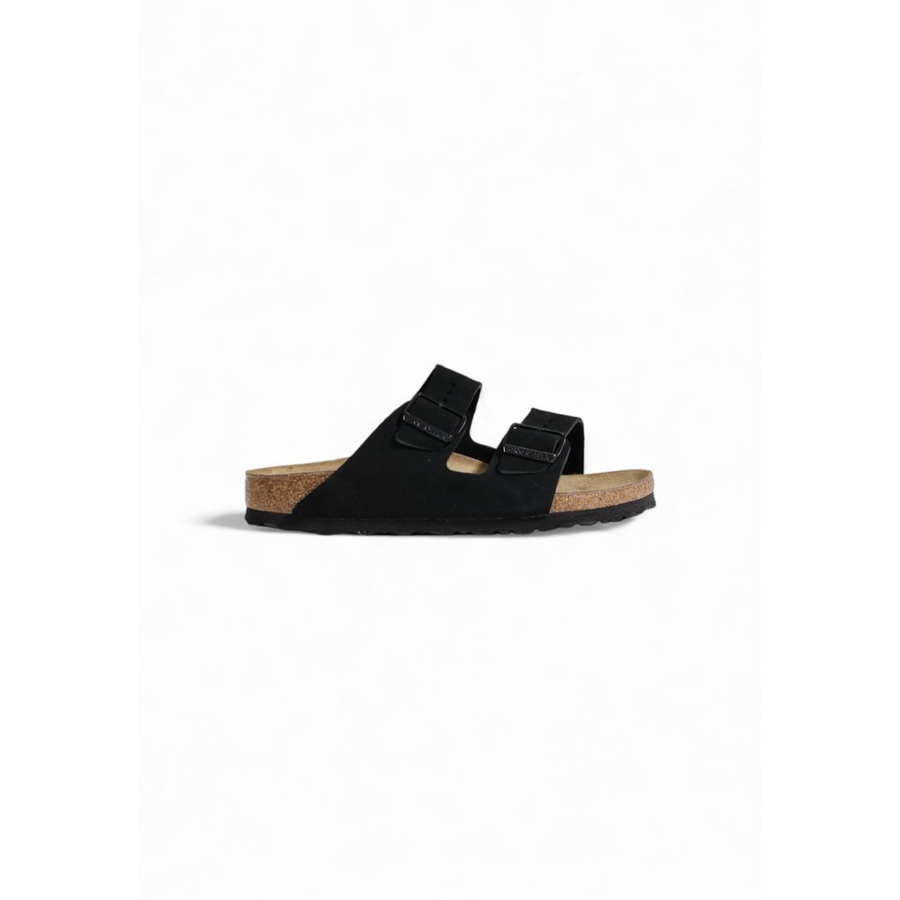 Birkenstock sort ruskindssandaler i læder