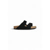 Birkenstock sort ruskindssandaler i læder