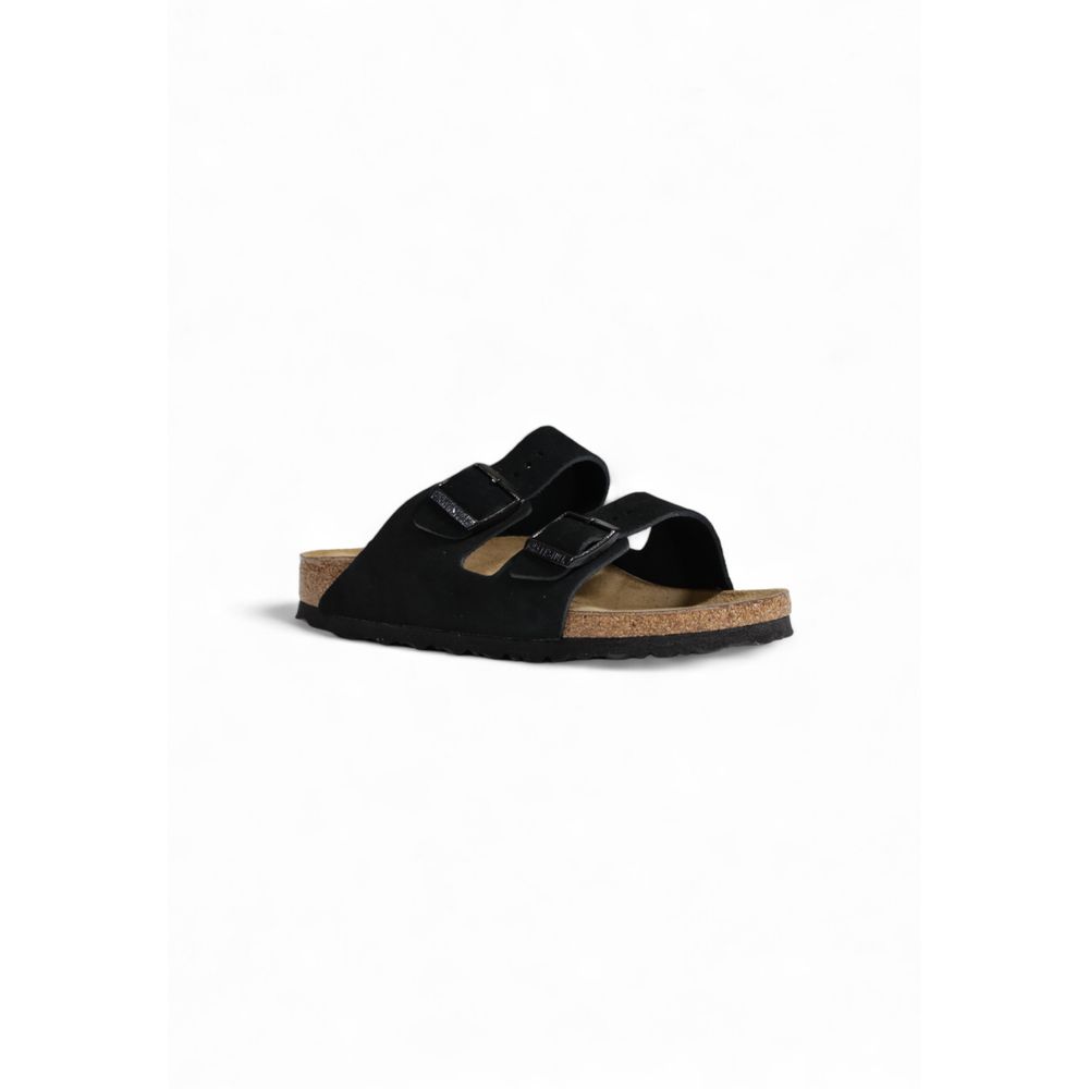 Birkenstock sort ruskindssandaler i læder