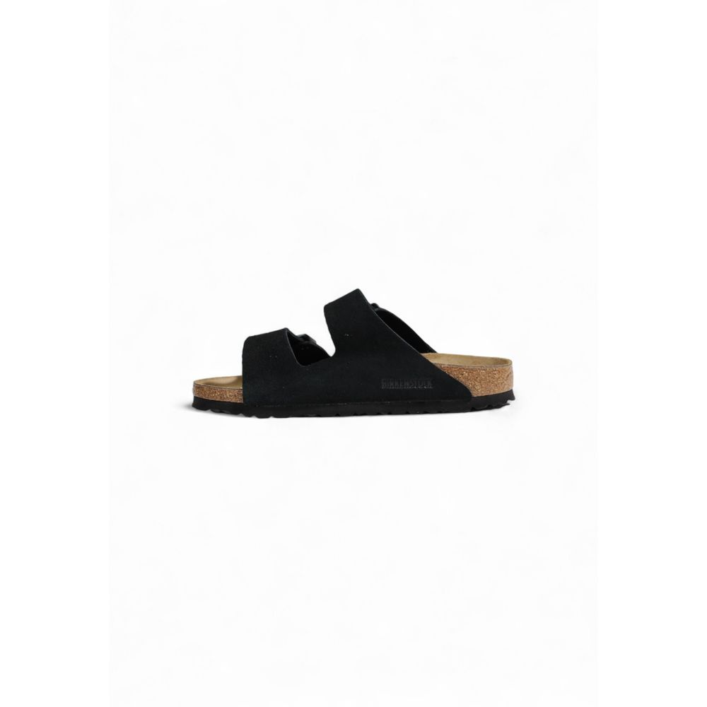Birkenstock sort ruskindssandaler i læder