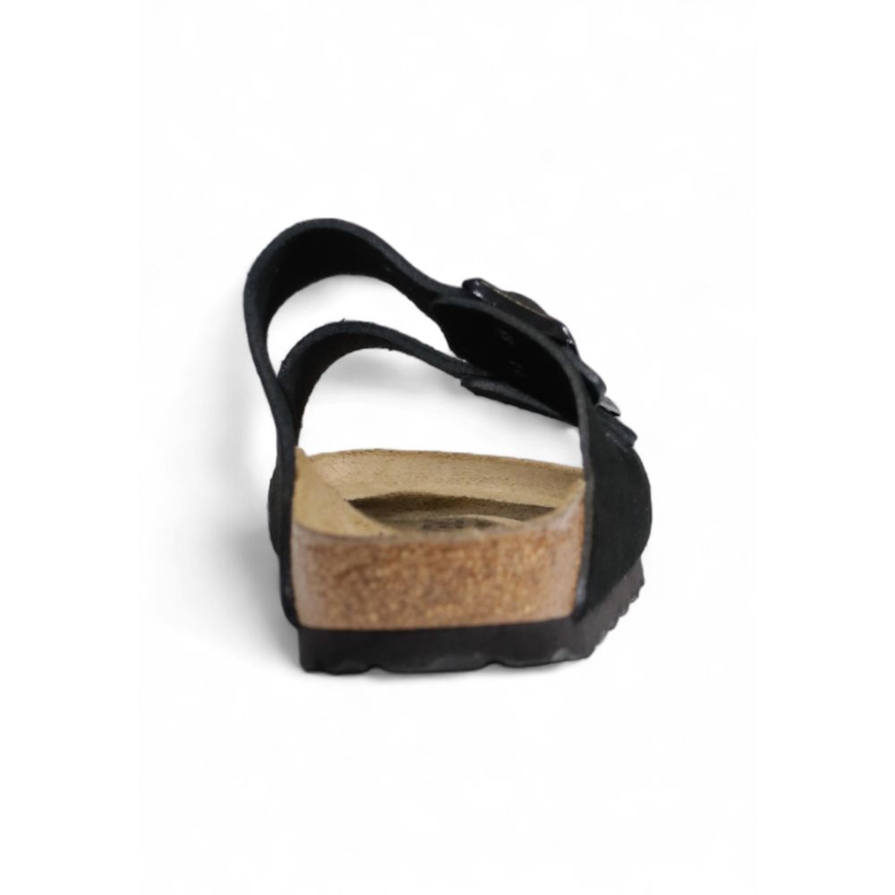 Birkenstock sort ruskindssandaler i læder