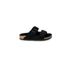 Birkenstock sort ruskindssandaler i læder