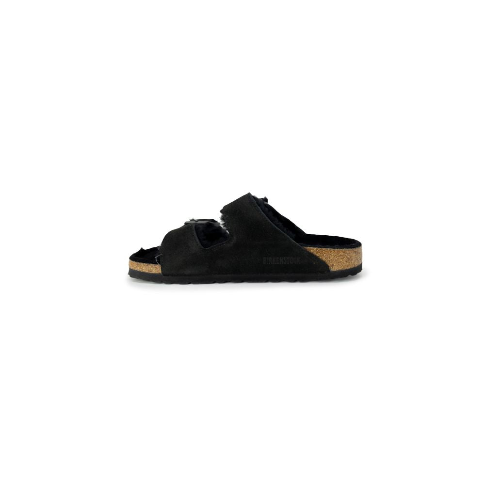 Birkenstock sort ruskindssandaler i læder