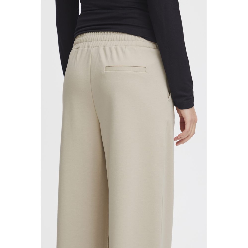 ICHI Beige Genbrugspolyuretan Jeans & Bukser