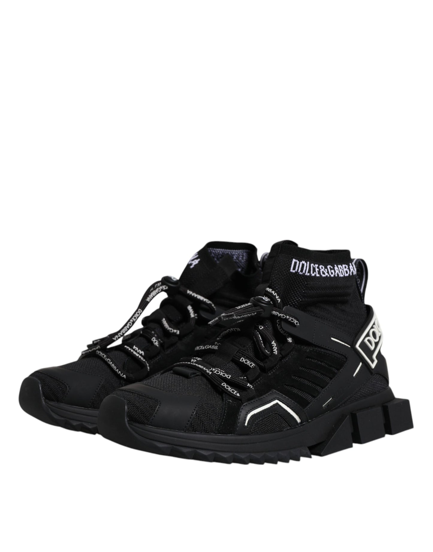 Dolce & Gabbana Sorte Sorrento Logo Herre Sneakers Sokker Sko