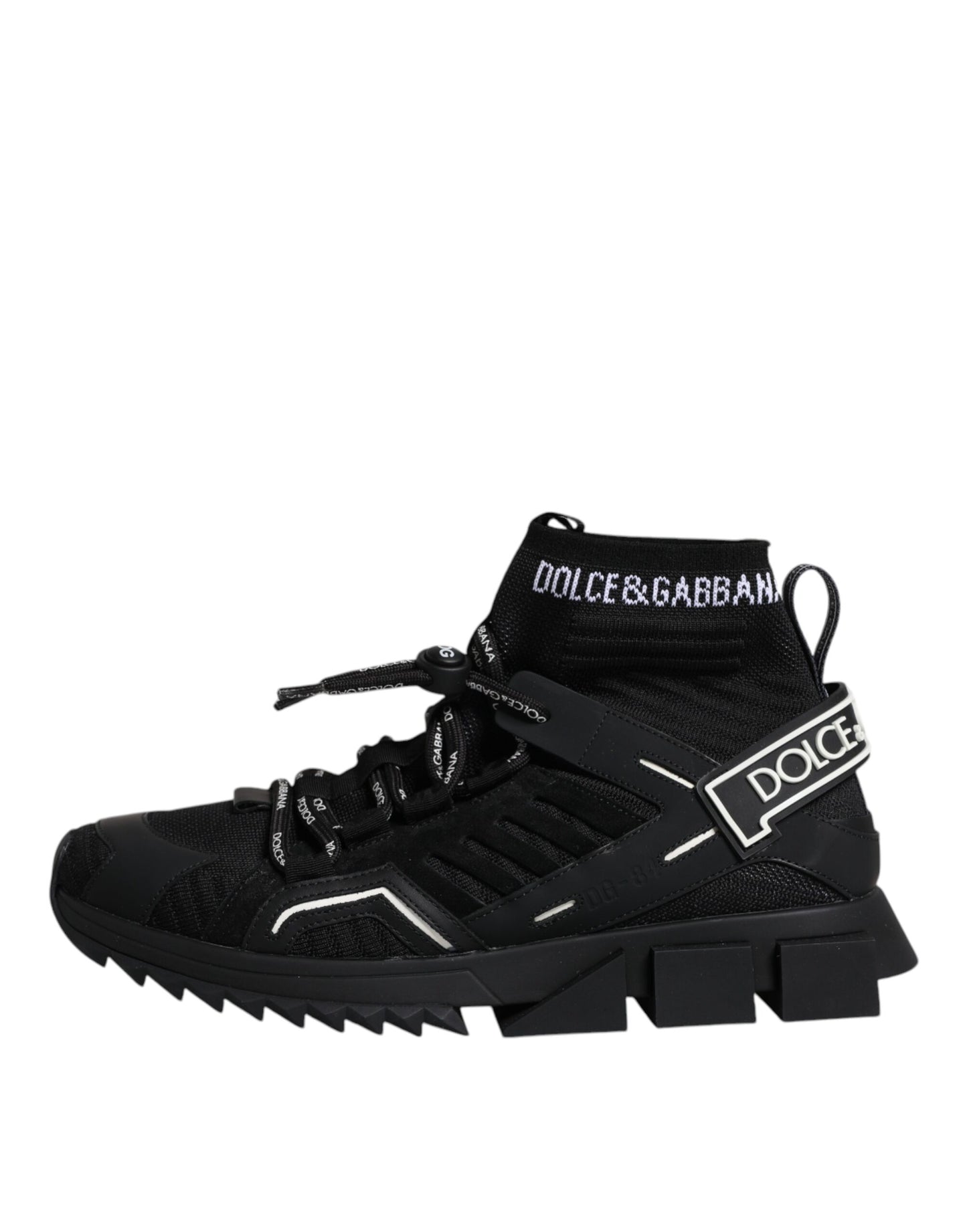 Dolce & Gabbana Sorte Sorrento Logo Herre Sneakers Sokker Sko