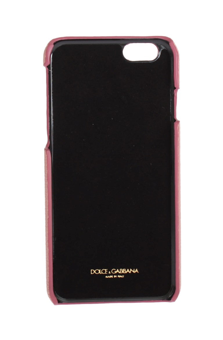 Dolce & Gabbana Chic Pink Læder Hjerteudsmykket Telefoncover
