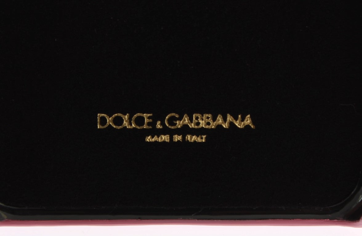 Dolce & Gabbana Chic Pink Læder Hjerteudsmykket Telefoncover
