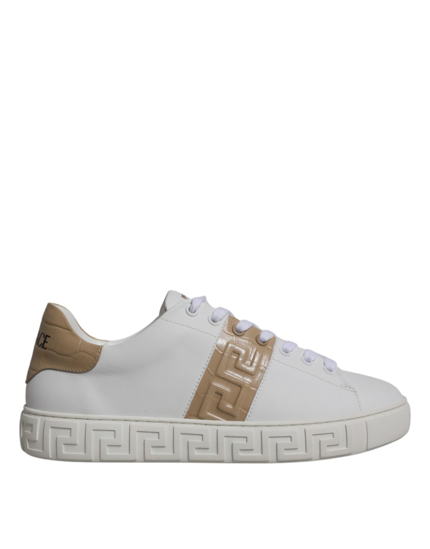 Versace Hvide Brune Greca Print TPU Lave Sneakers Herre Sko