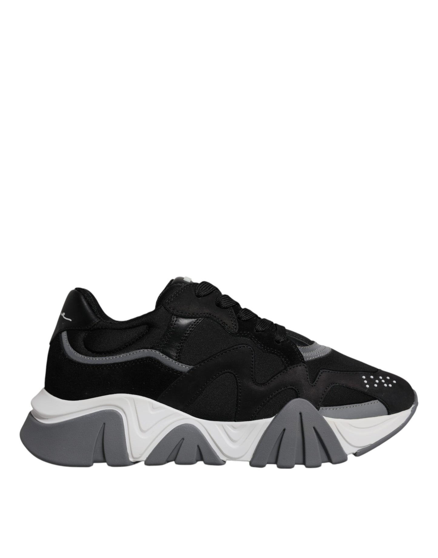 Versace Sorte Læder Neopren Chunky Low Top Squalo Sko