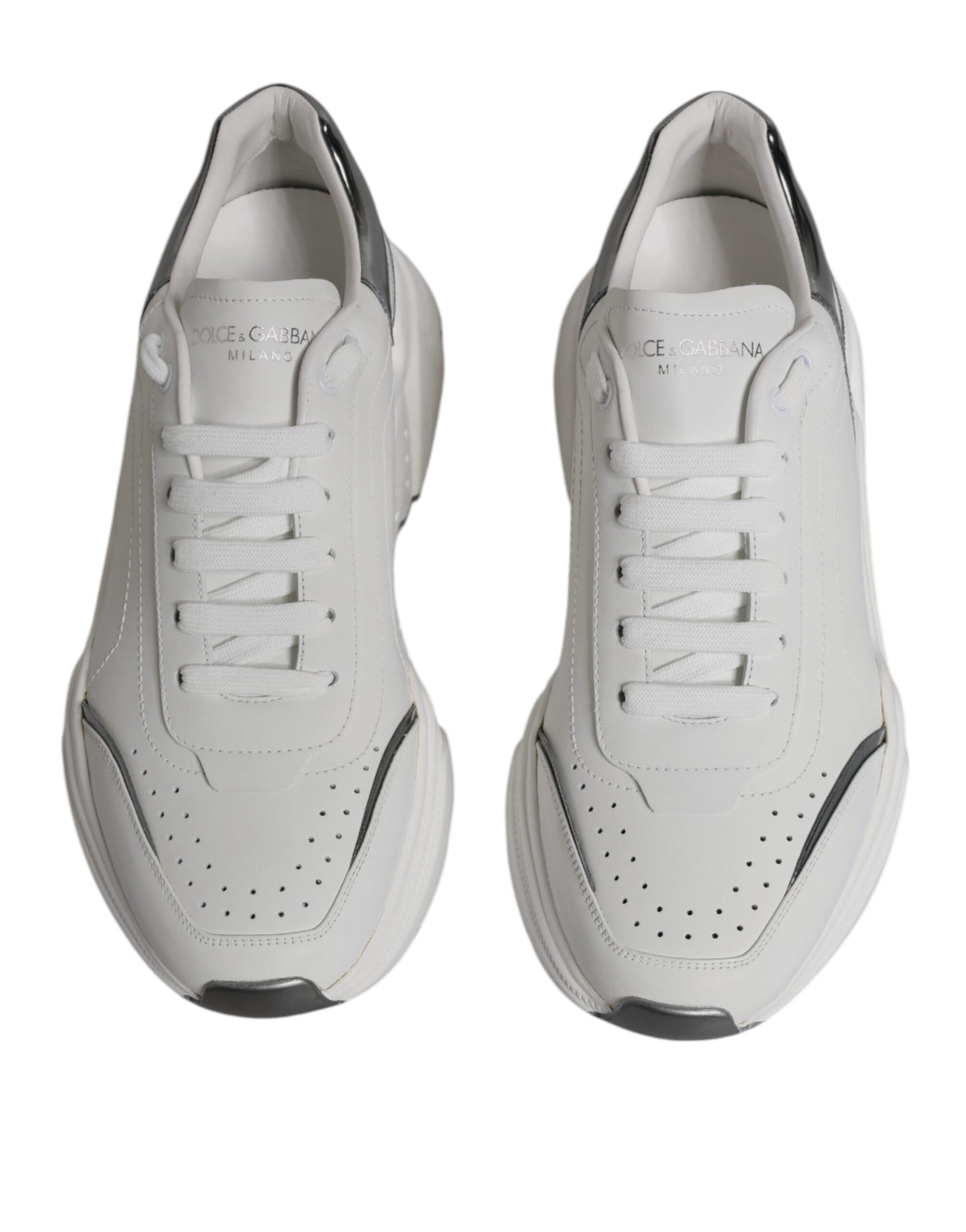 Dolce & Gabbana Hvide Sølv DAYMASTER Lædersneakers Sko