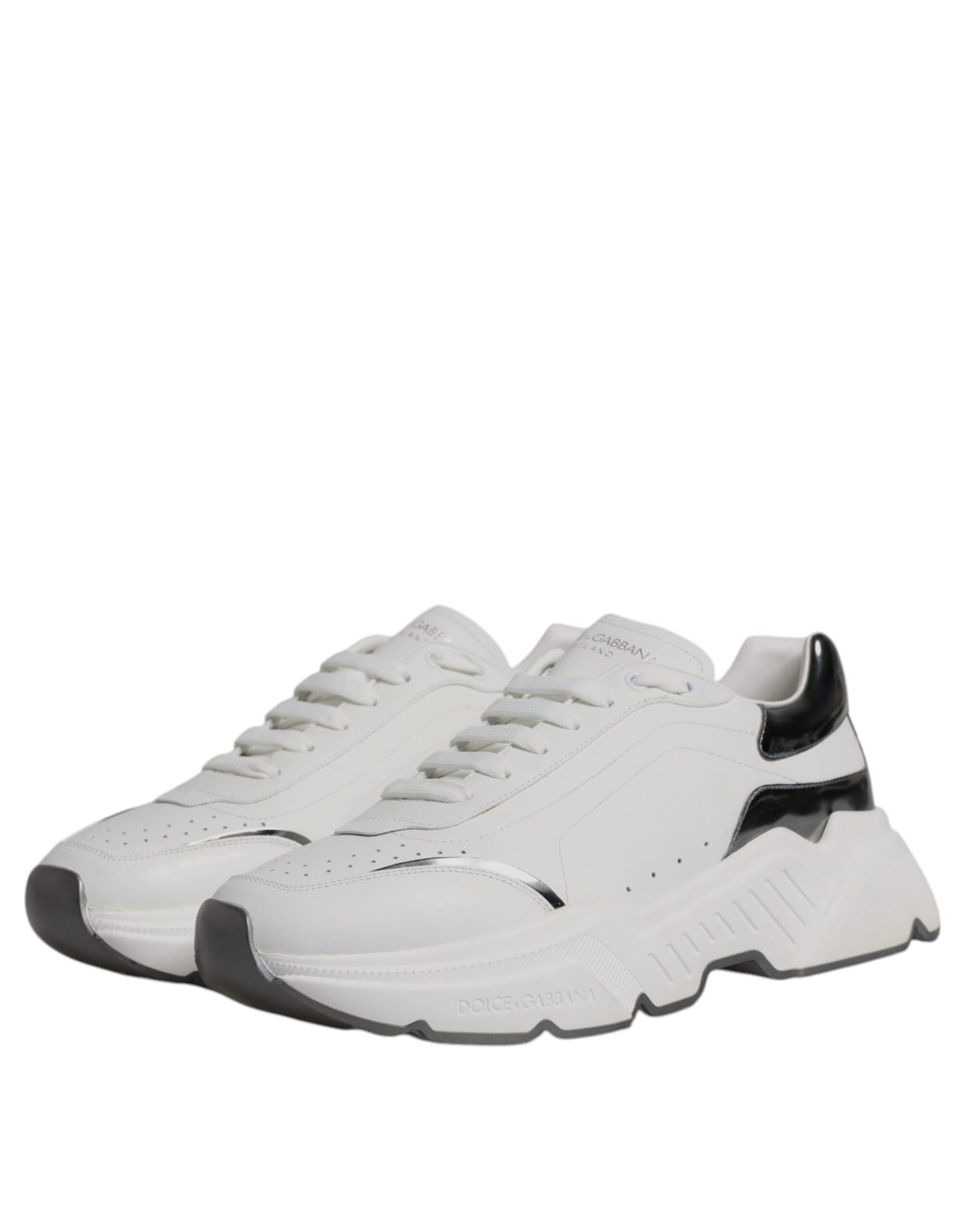 Dolce & Gabbana Hvide Sølv DAYMASTER Lædersneakers Sko