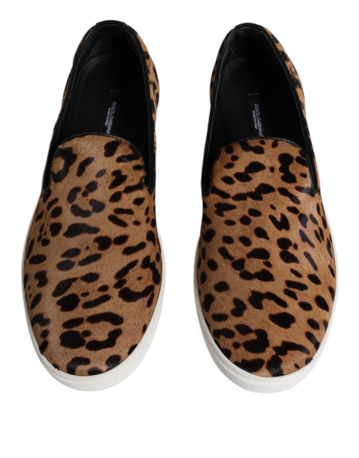 Dolce & Gabbana Brune Kalveskinds Pels Leopard Herre Sneakers Sko