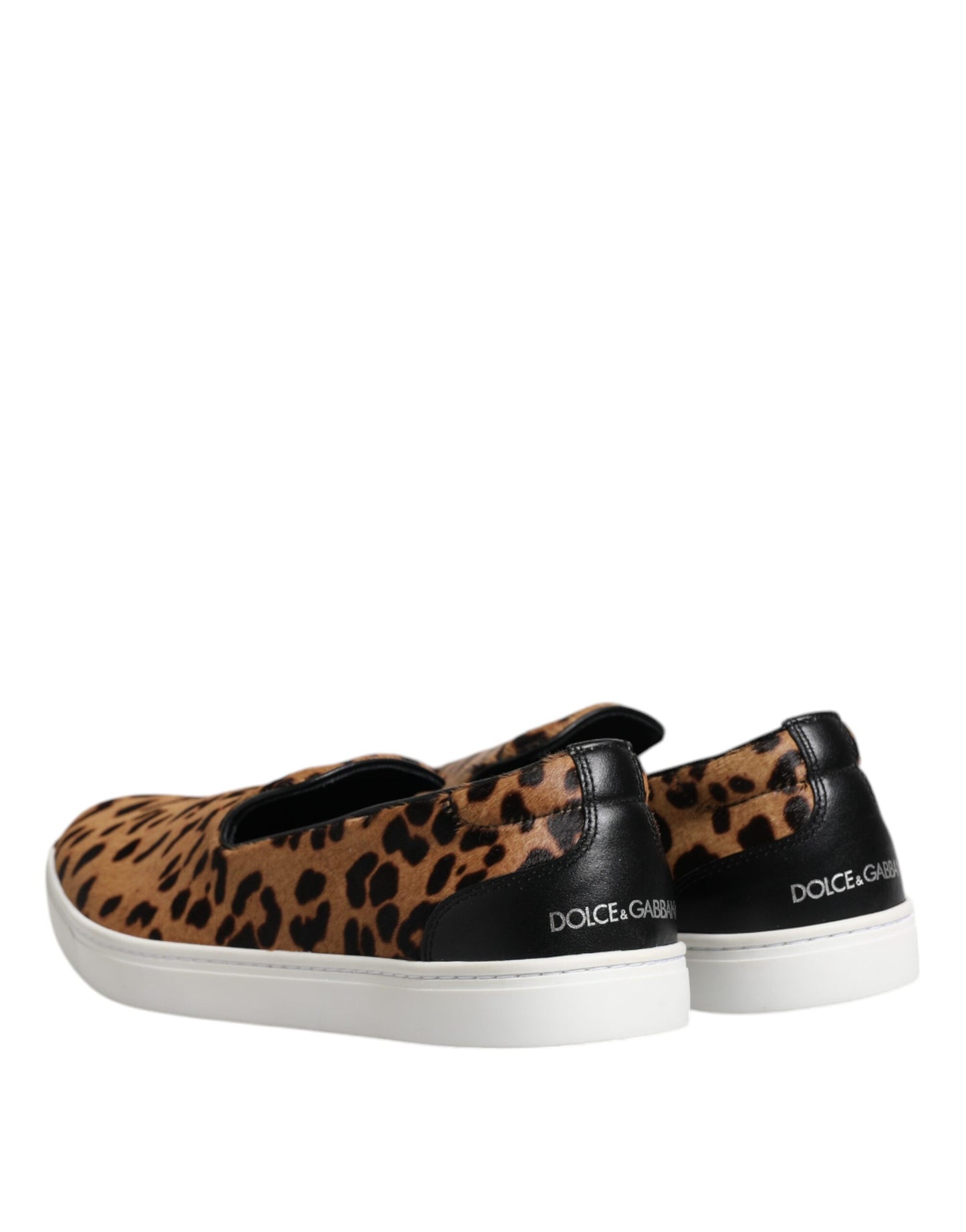 Dolce & Gabbana Brune Kalveskinds Pels Leopard Herre Sneakers Sko