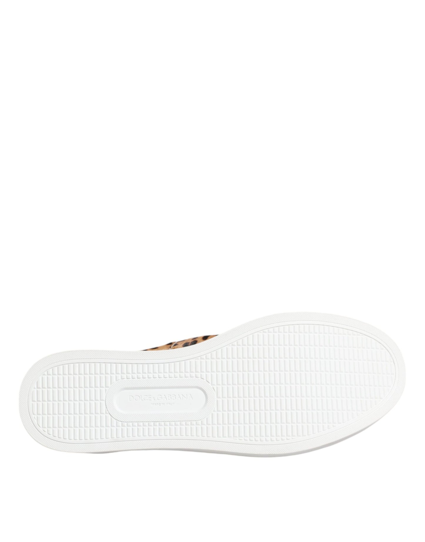 Dolce & Gabbana Brune Kalveskinds Pels Leopard Herre Sneakers Sko