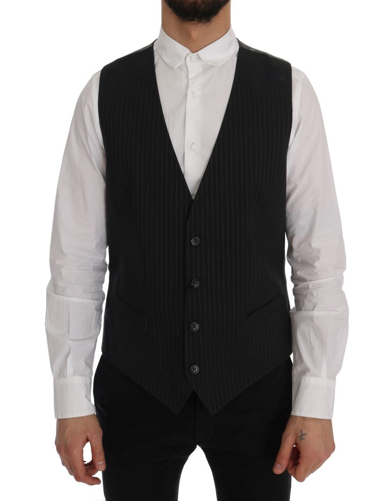 Dolce & Gabbana Elegant Stribet Grå Vest