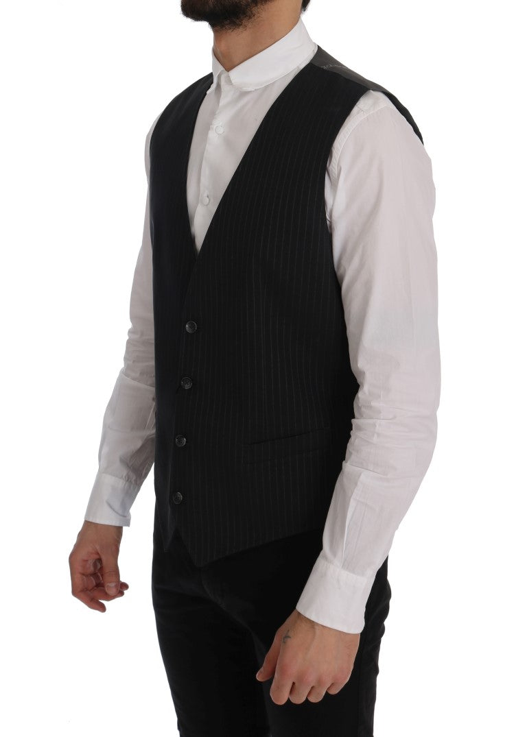 Dolce & Gabbana Elegant Stribet Grå Vest