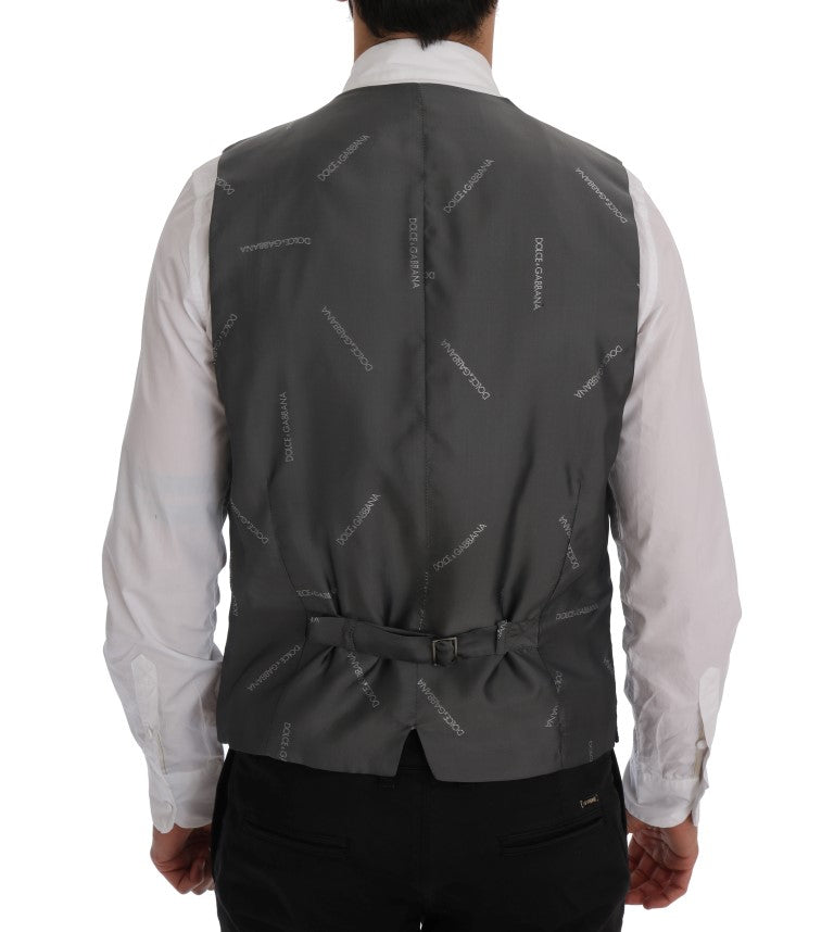 Dolce & Gabbana Elegant Stribet Grå Vest