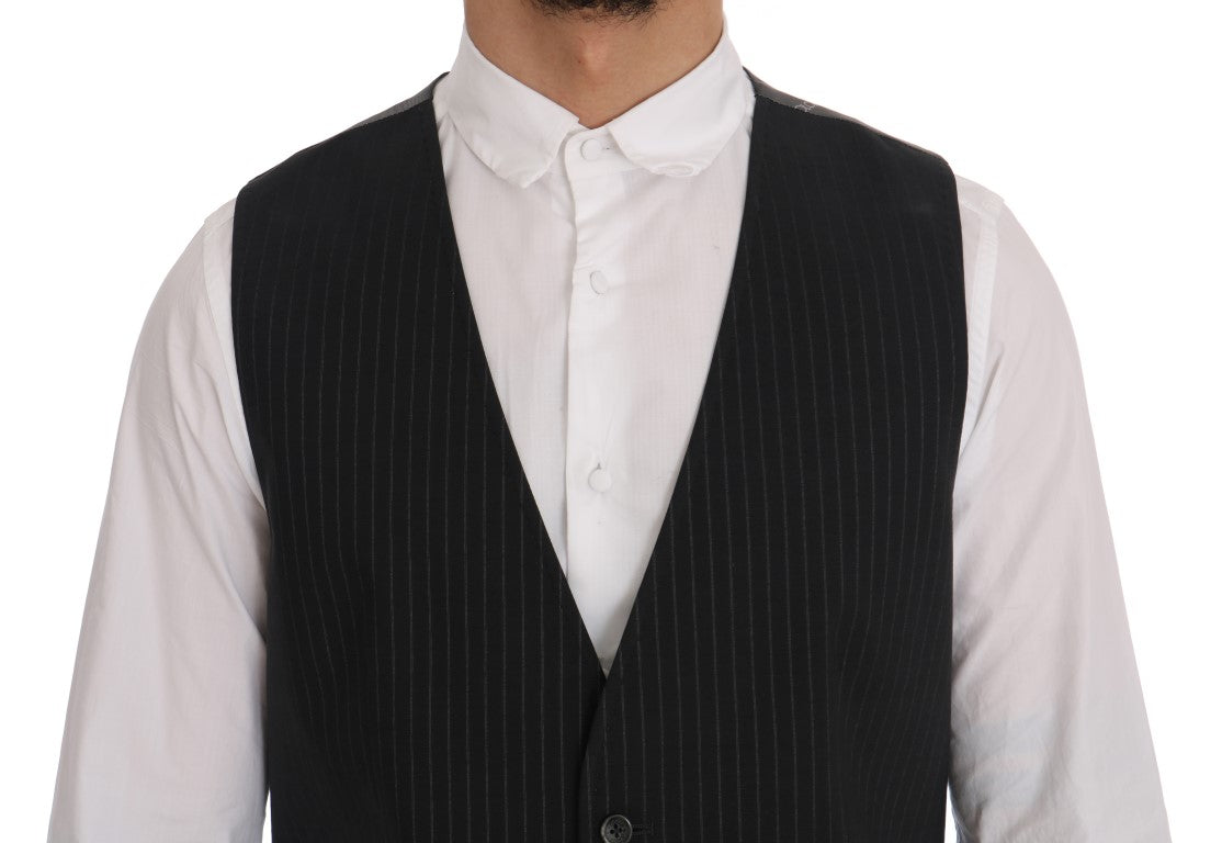 Dolce & Gabbana Elegant Stribet Grå Vest