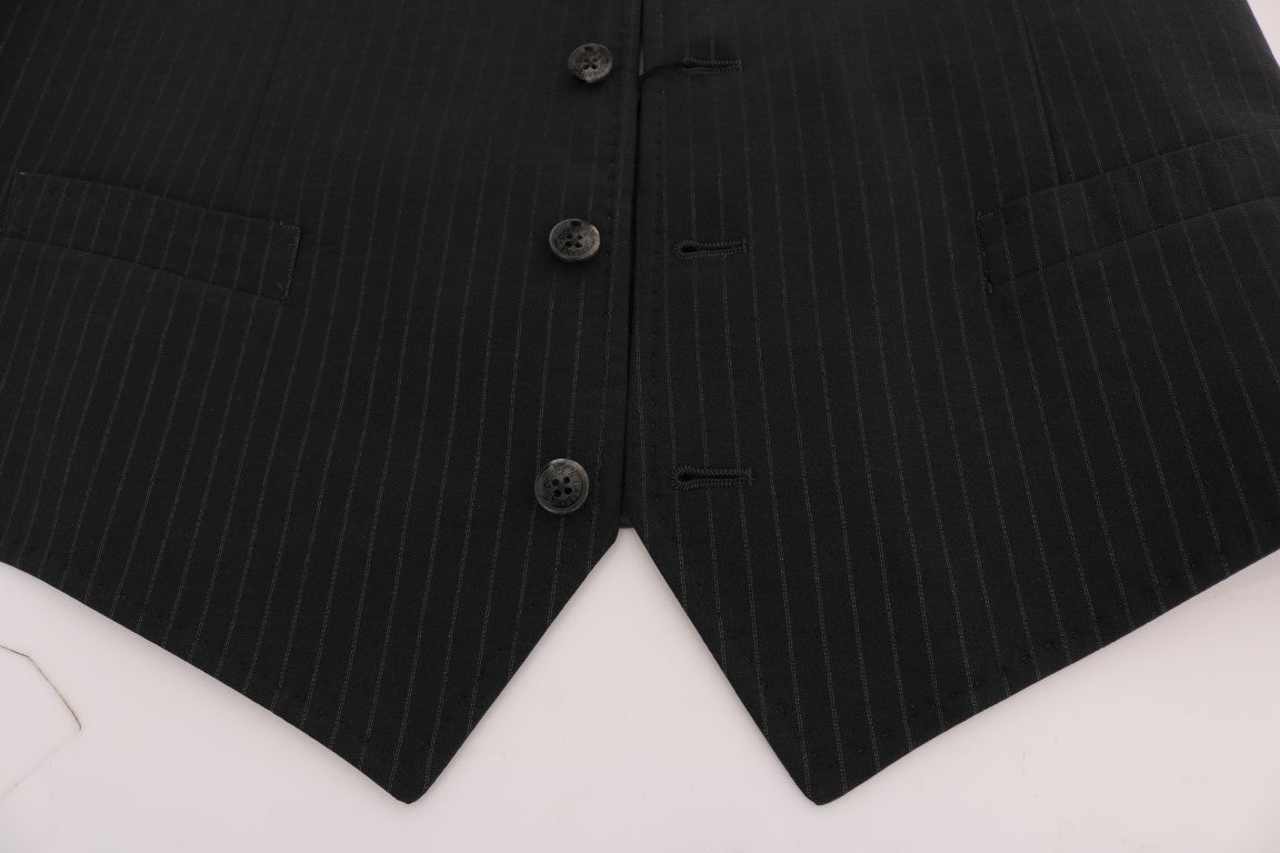 Dolce & Gabbana Elegant Stribet Grå Vest
