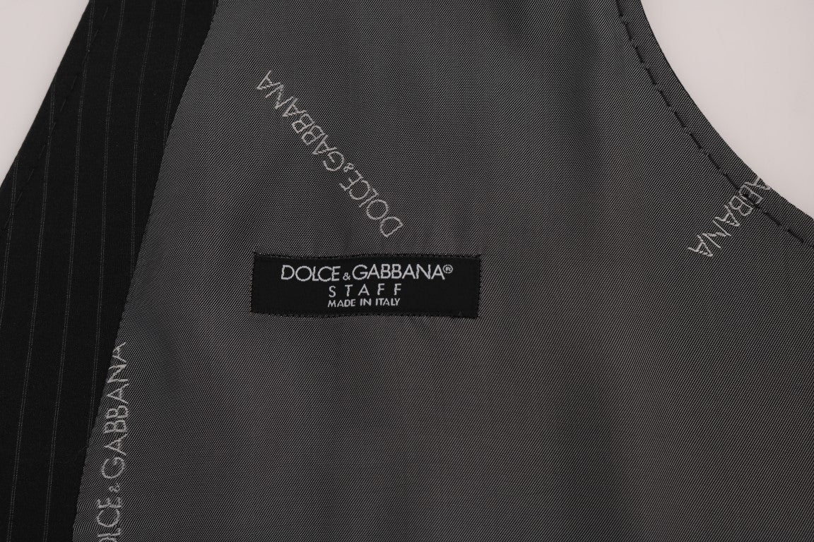 Dolce & Gabbana Elegant Stribet Grå Vest