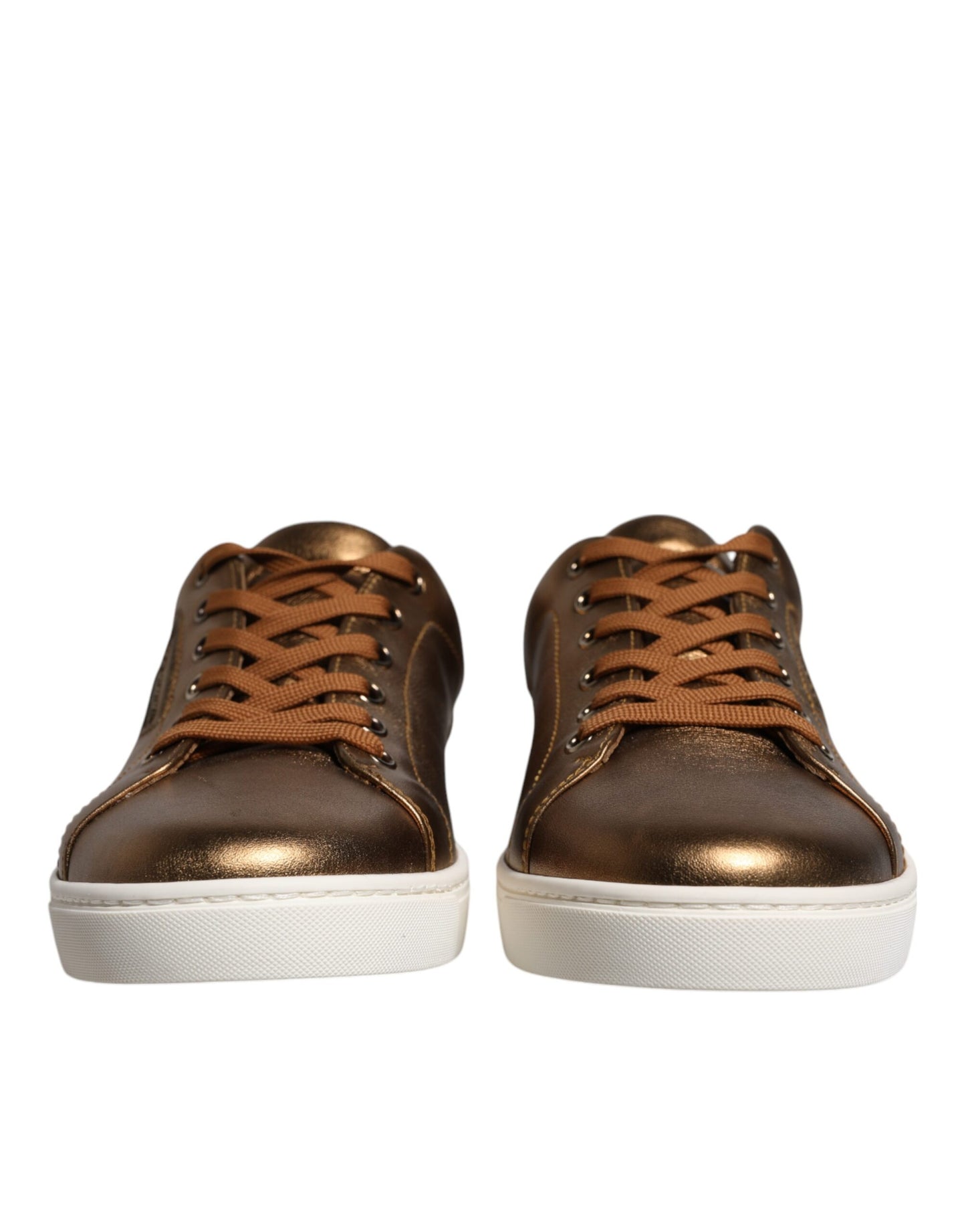 Dolce & Gabbana Guld Læder Logo London Herre Sneakers Sko
