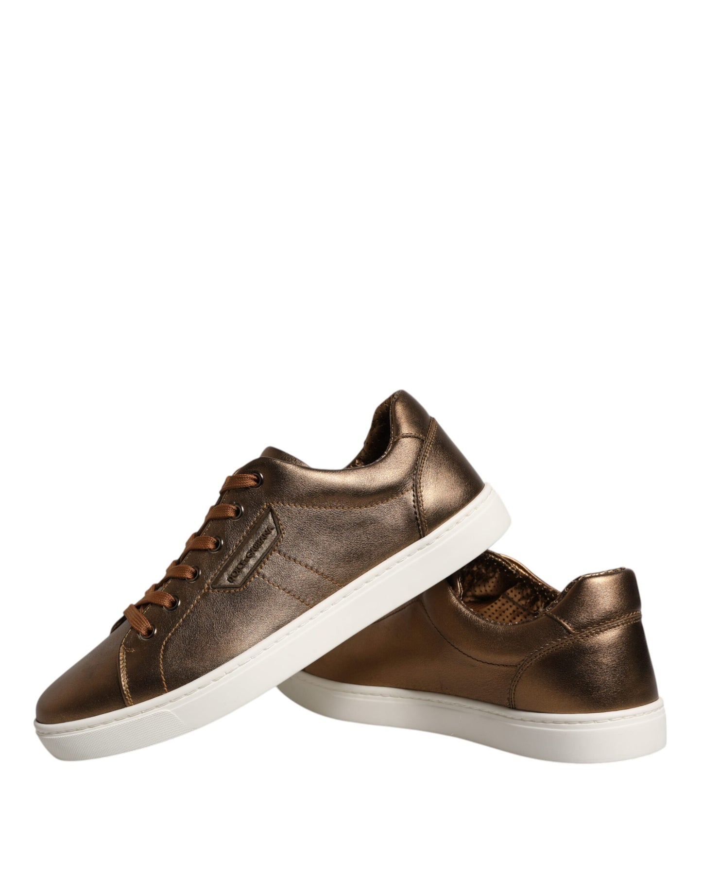 Dolce & Gabbana Guld Læder Logo London Herre Sneakers Sko