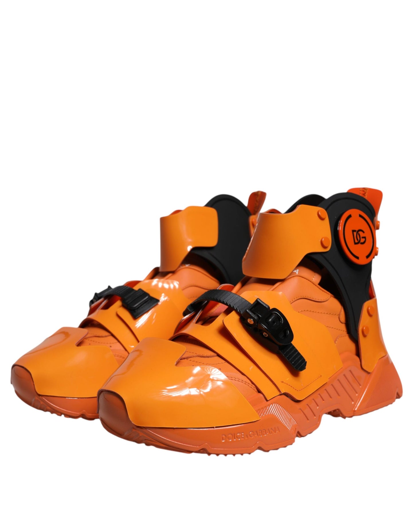 Dolce & Gabbana Orange Multi Panel Chunky High Top Sneakers Sko