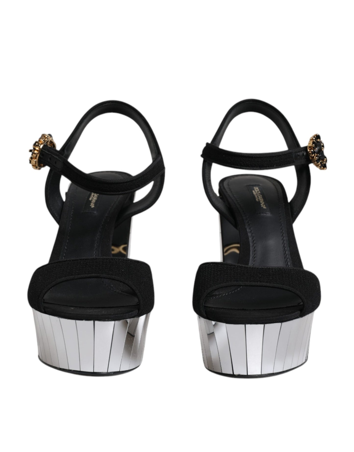 Dolce & Gabbana Sorte Spejlblanke Platform Sandaler Sko