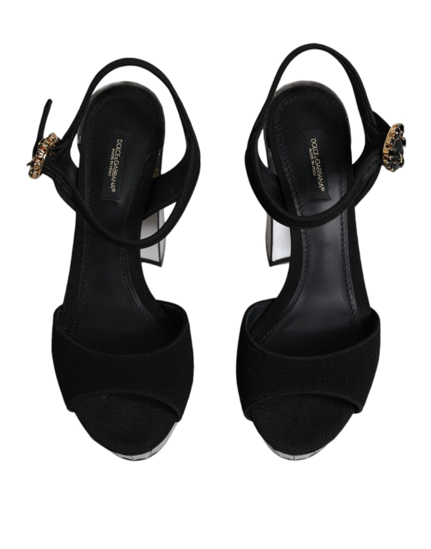 Dolce & Gabbana Sorte Spejlblanke Platform Sandaler Sko