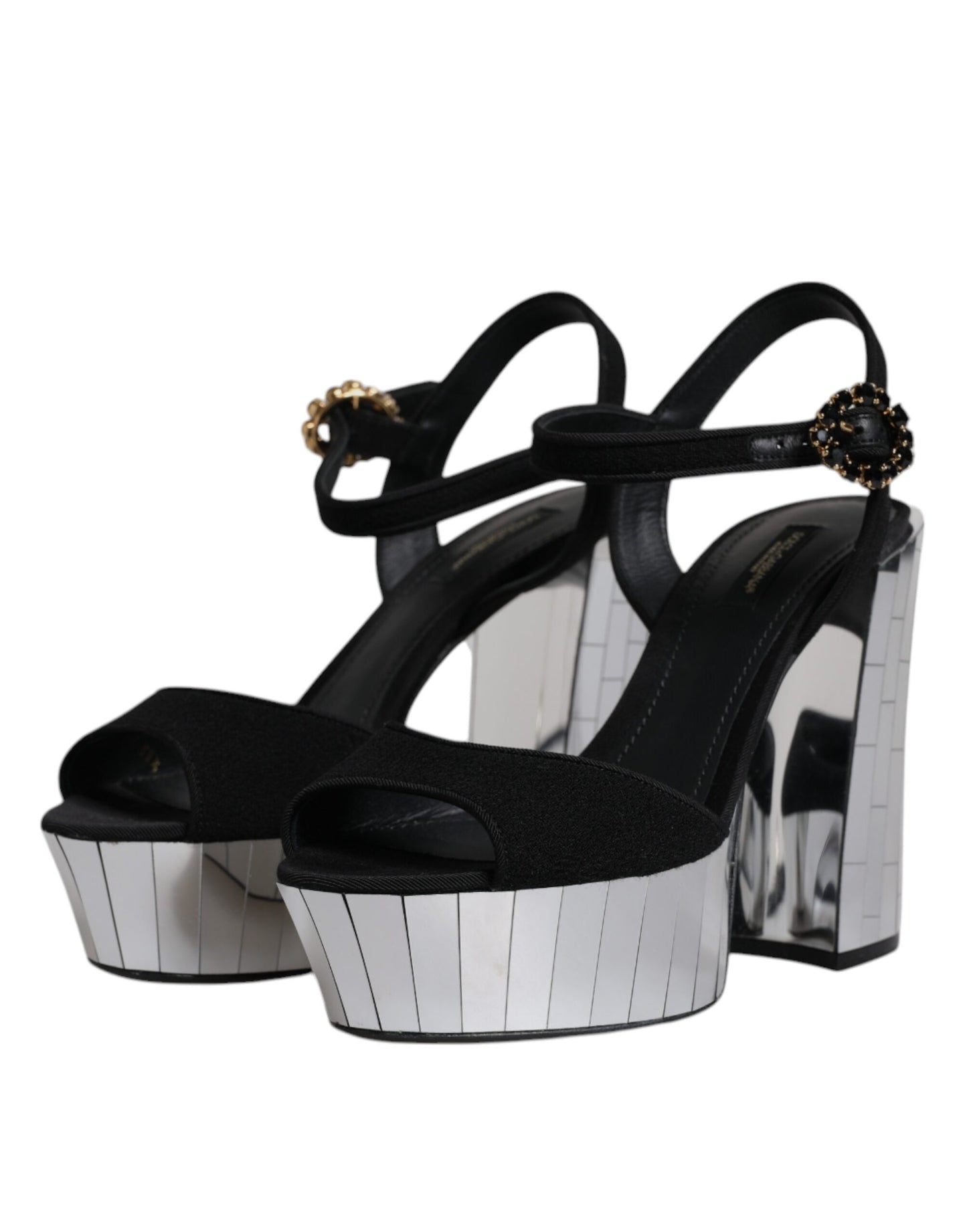 Dolce & Gabbana Sorte Spejlblanke Platform Sandaler Sko