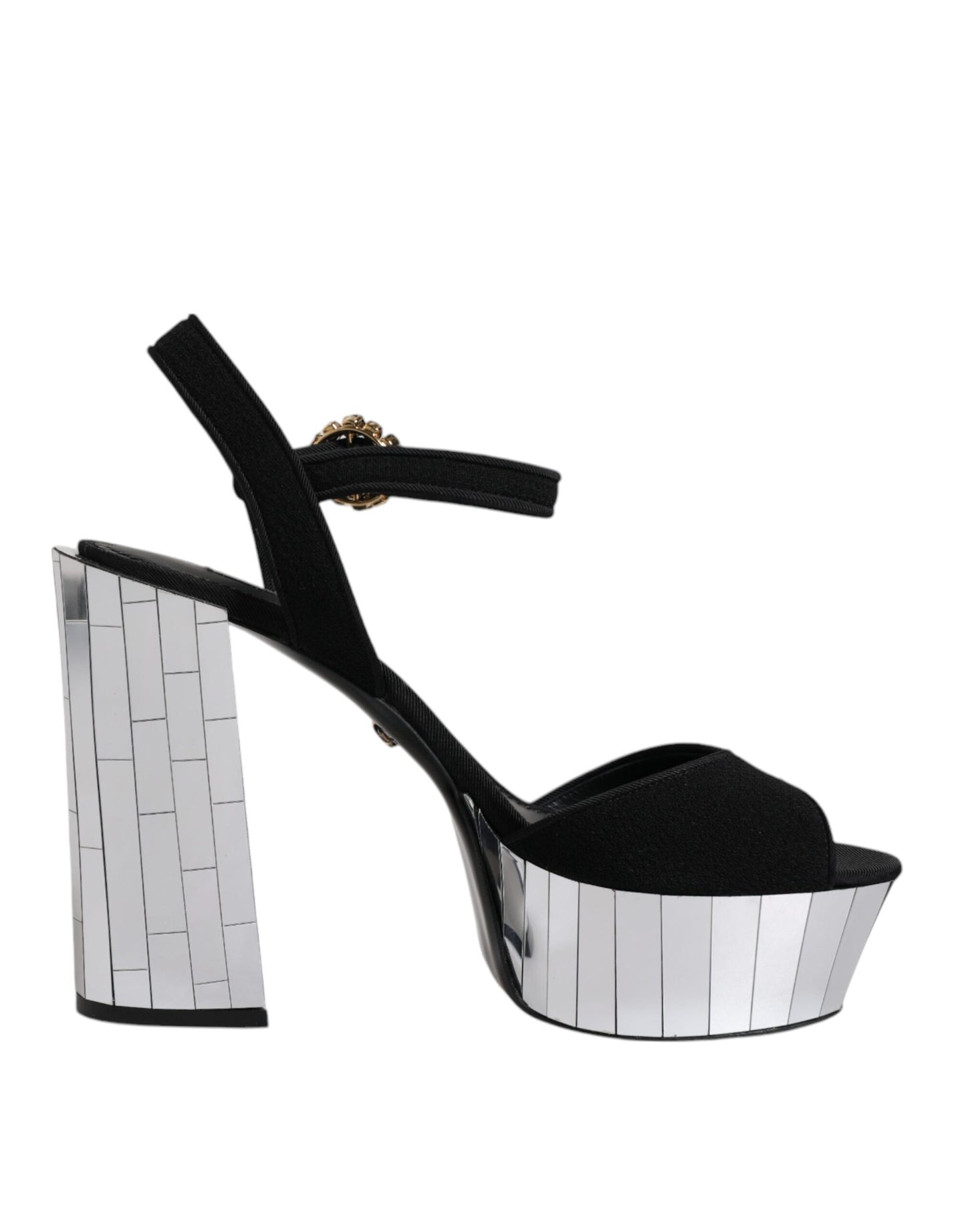 Dolce & Gabbana Sorte Spejlblanke Platform Sandaler Sko