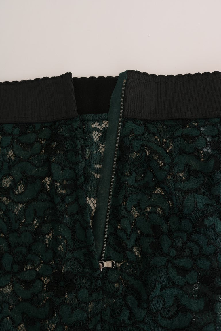 Dolce & Gabbana Højtaljede Slim-Fit Blomsterbukser med Blonde