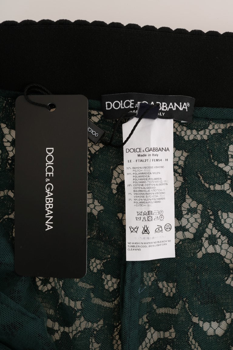 Dolce & Gabbana Højtaljede Slim-Fit Blomsterbukser med Blonde