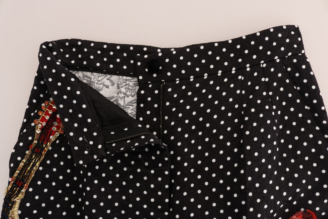 Dolce & Gabbana Elegante Polkaprikkede Udsmykkede Bukser