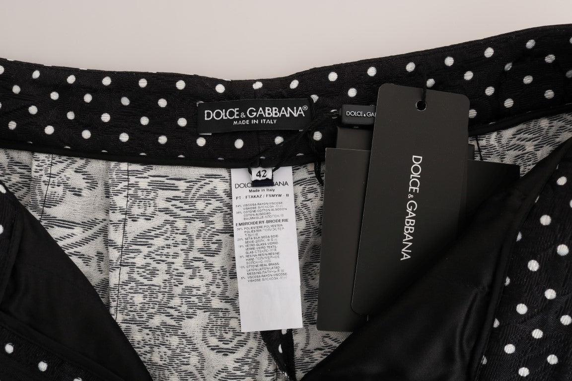 Dolce & Gabbana Elegante Polkaprikkede Udsmykkede Bukser