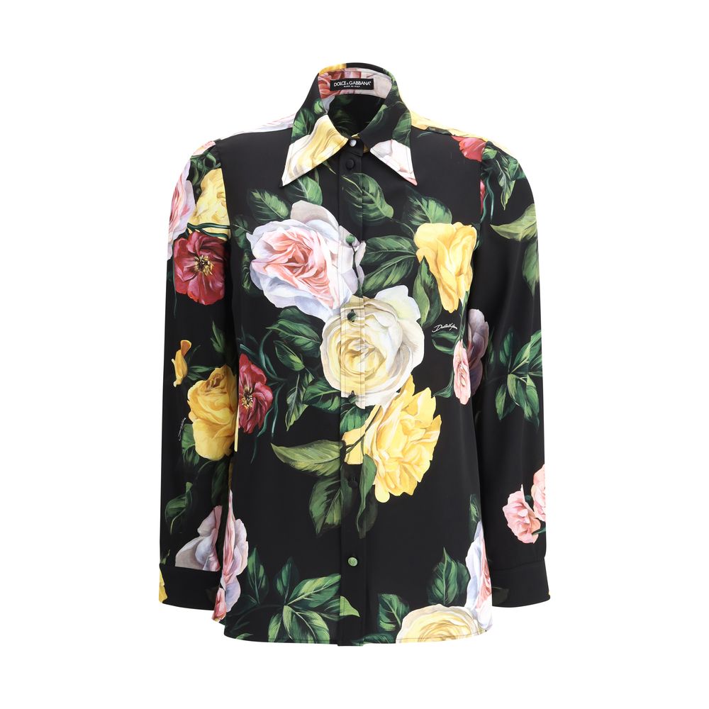 Dolce & Gabbana skjorte med rose- og pæonprint