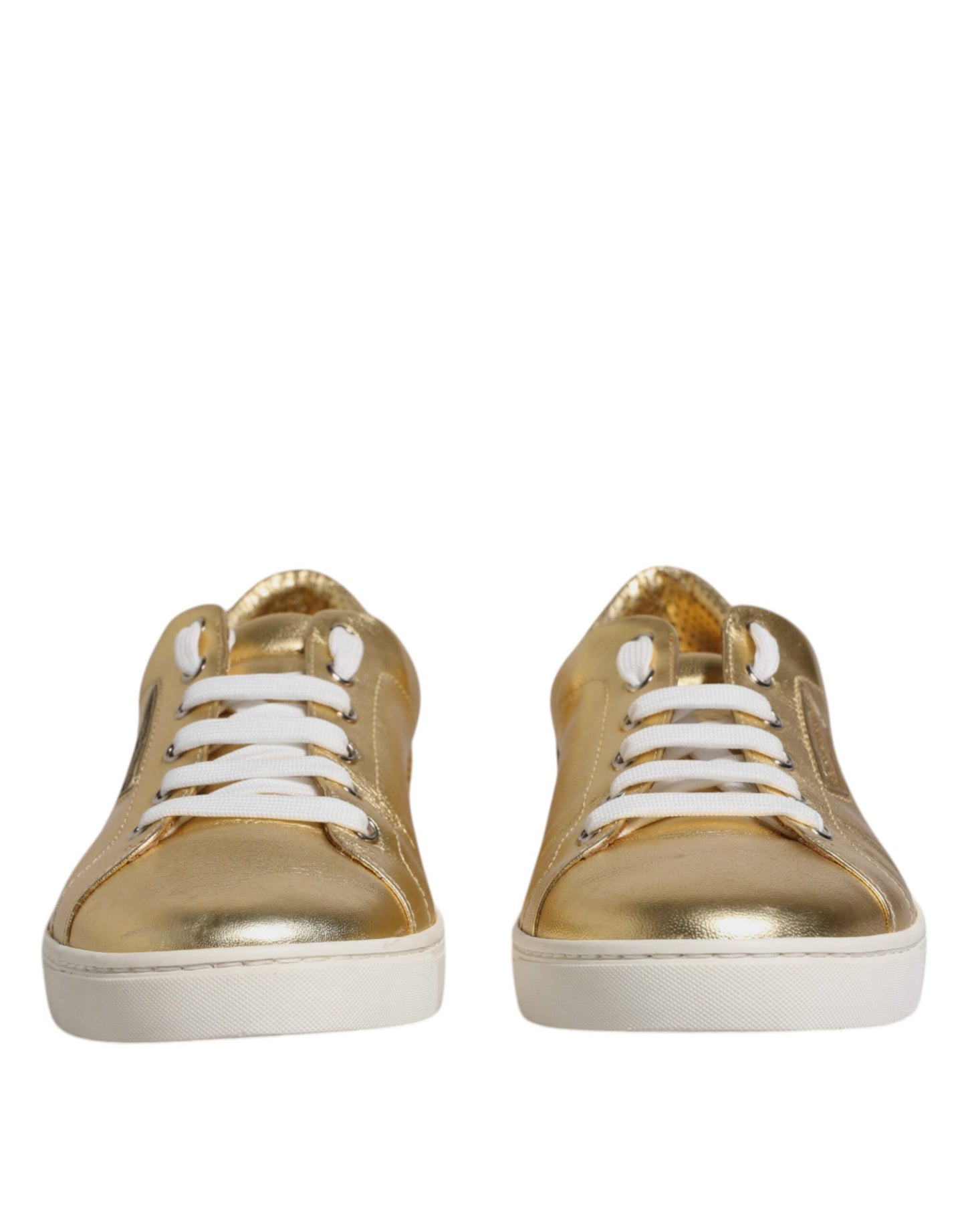 Dolce & Gabbana Guld Læder Logo London Herre Sneakers Sko
