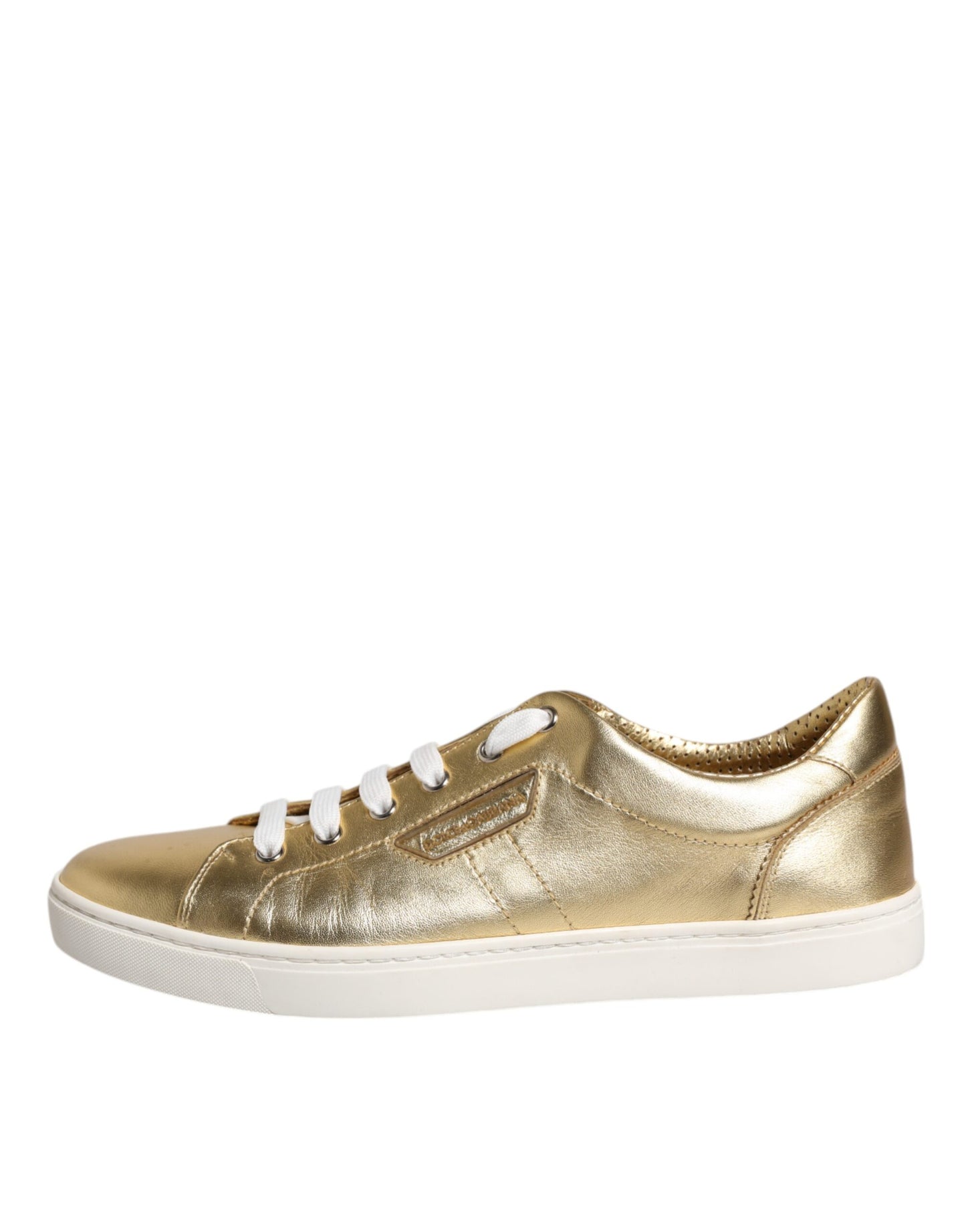 Dolce & Gabbana Guld Læder Logo London Herre Sneakers Sko