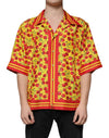 Dolce & Gabbana Gul Cherry Button Down Silke Skjorte Med Ærmer