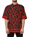Dolce & Gabbana sort kirsebær bomuldsskjorte med knapper