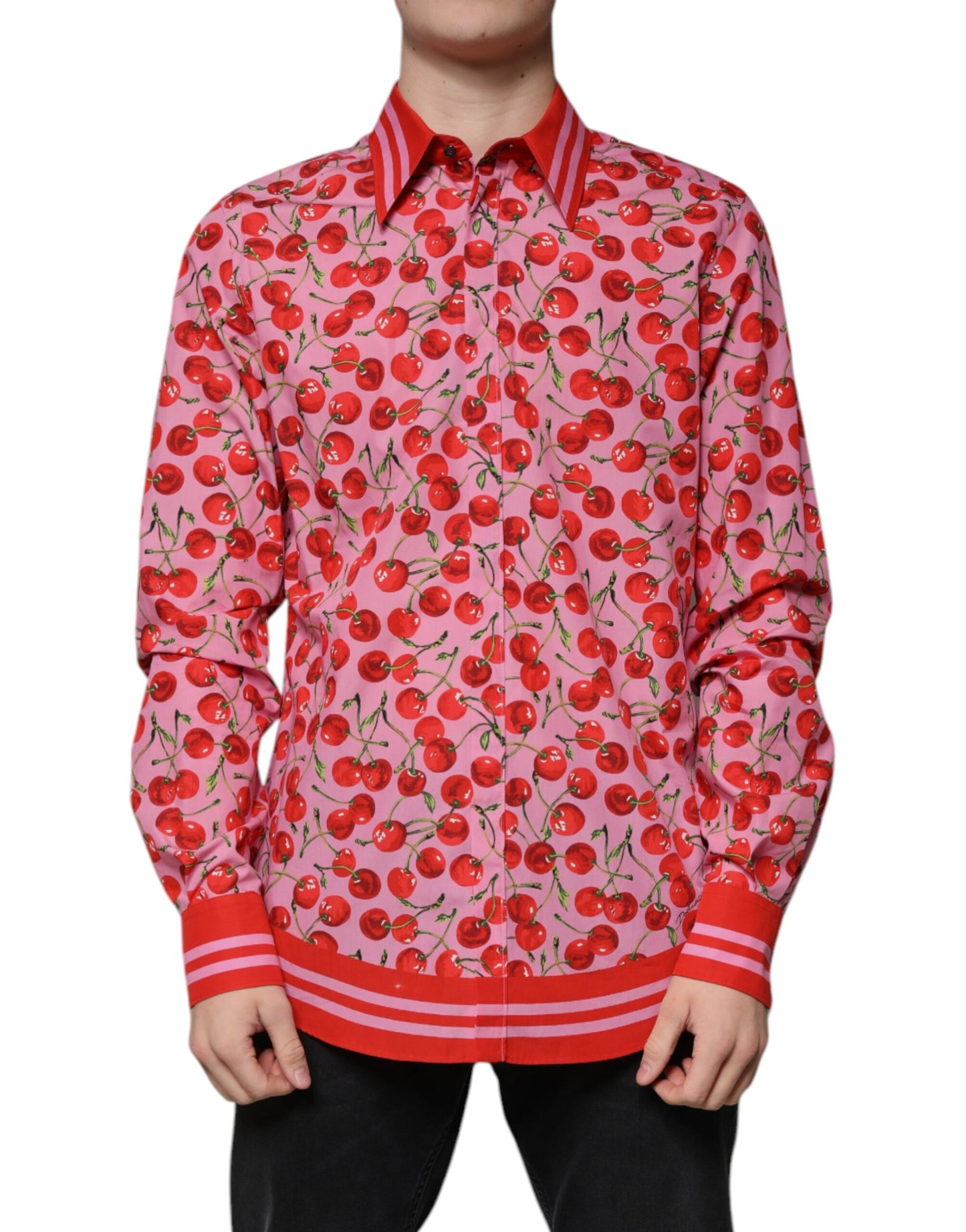 Dolce & Gabbana Pink Cherry Cotton Formal MARTINI Dressshirt