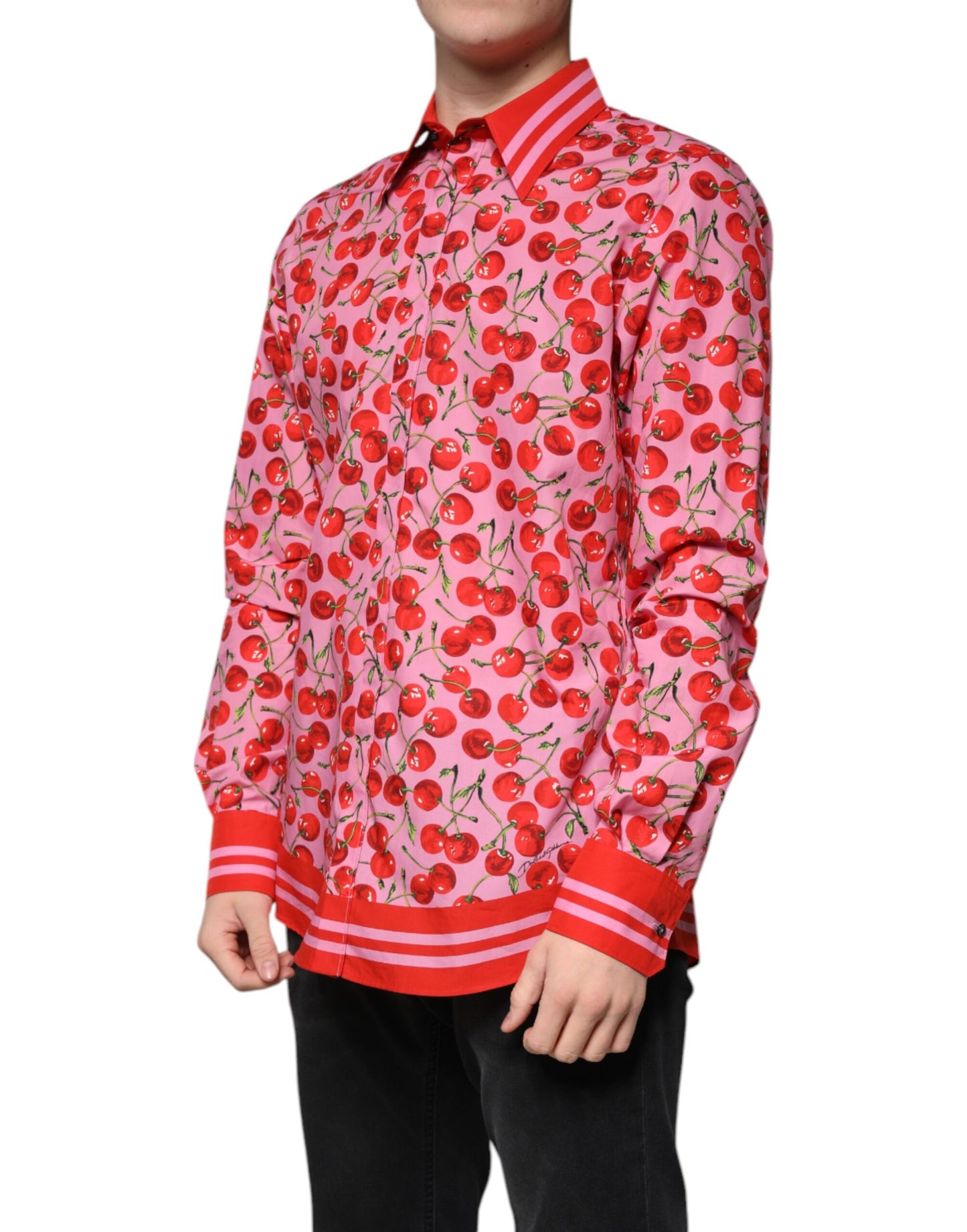 Dolce & Gabbana Pink Cherry Cotton Formal MARTINI Dressshirt