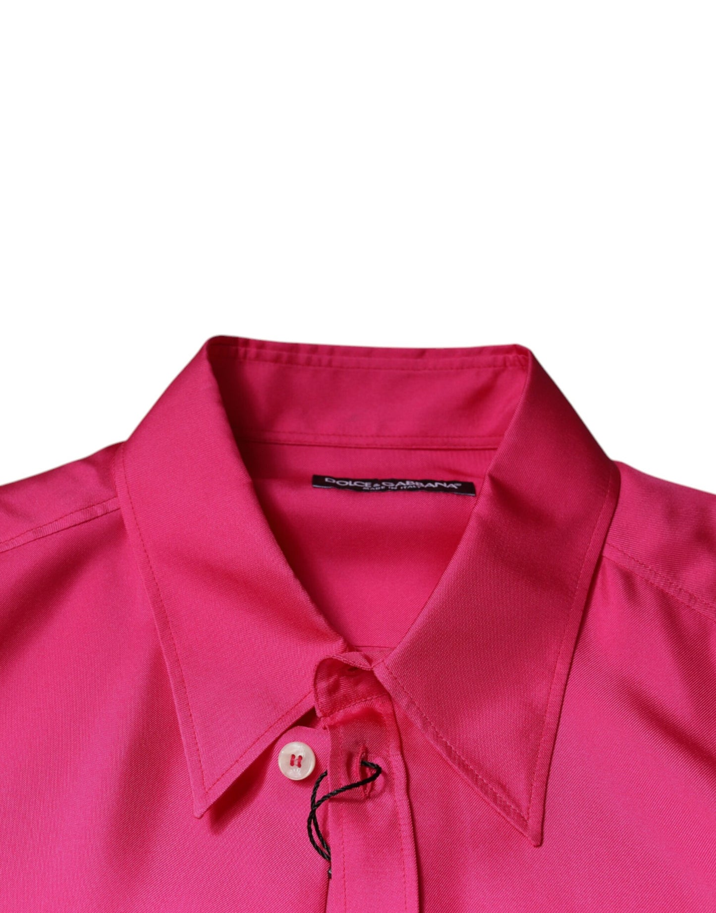 Dolce & Gabbana Lyserød Silkekrave Herreskjorte Med Button Down-Stil