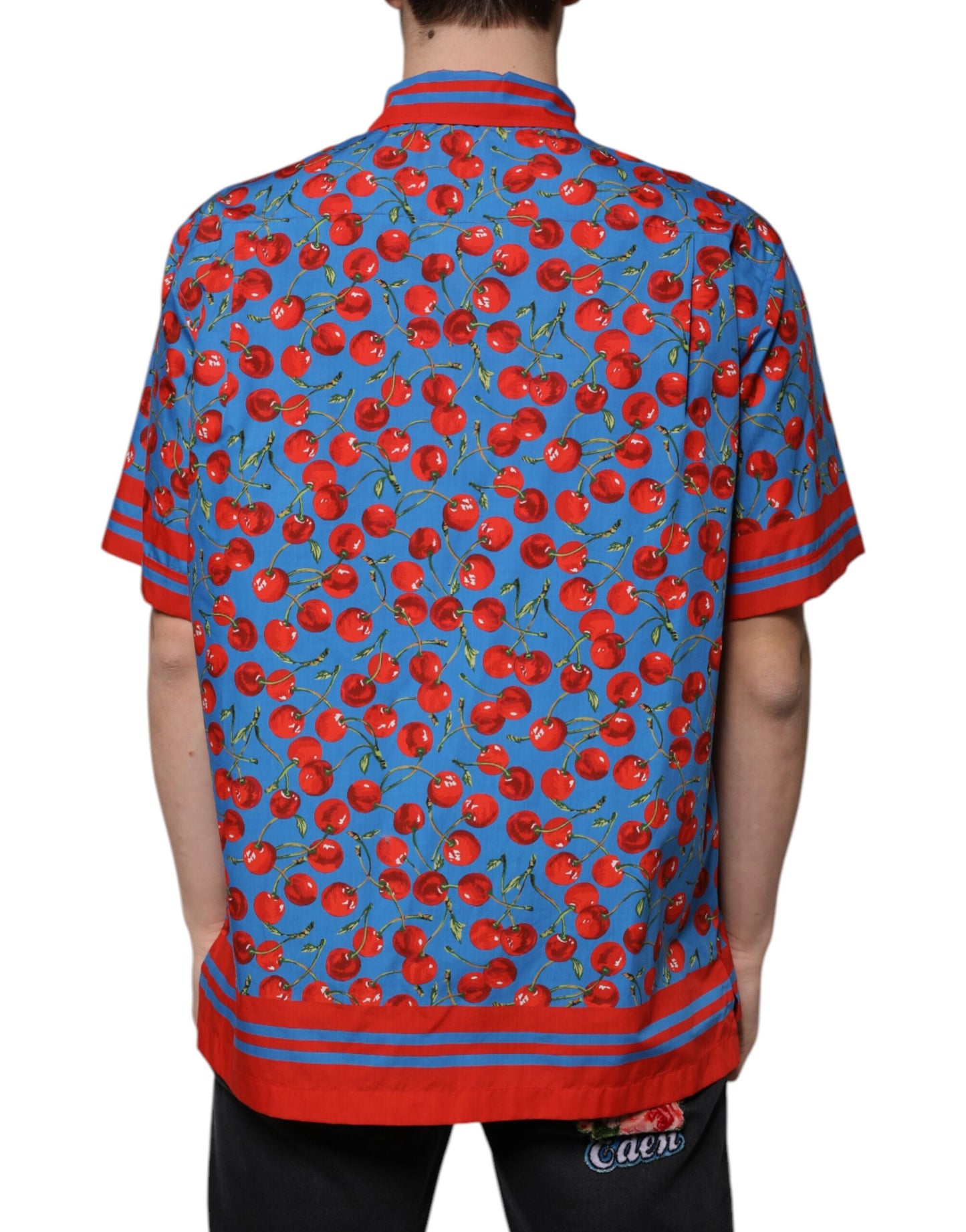Dolce & Gabbana Blå Kirsebær Bomuld Button Down Casual Skjorte