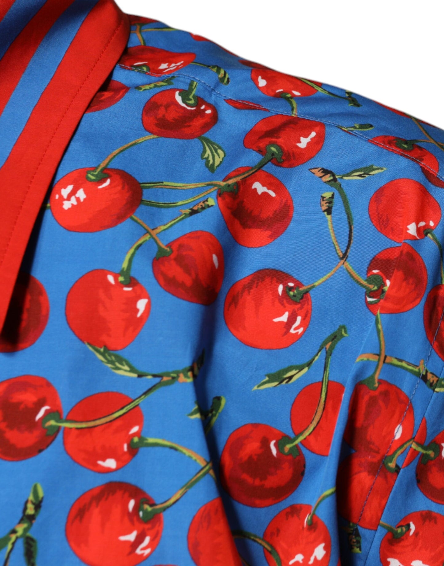 Dolce & Gabbana Blå Kirsebær Bomuld Button Down Casual Skjorte