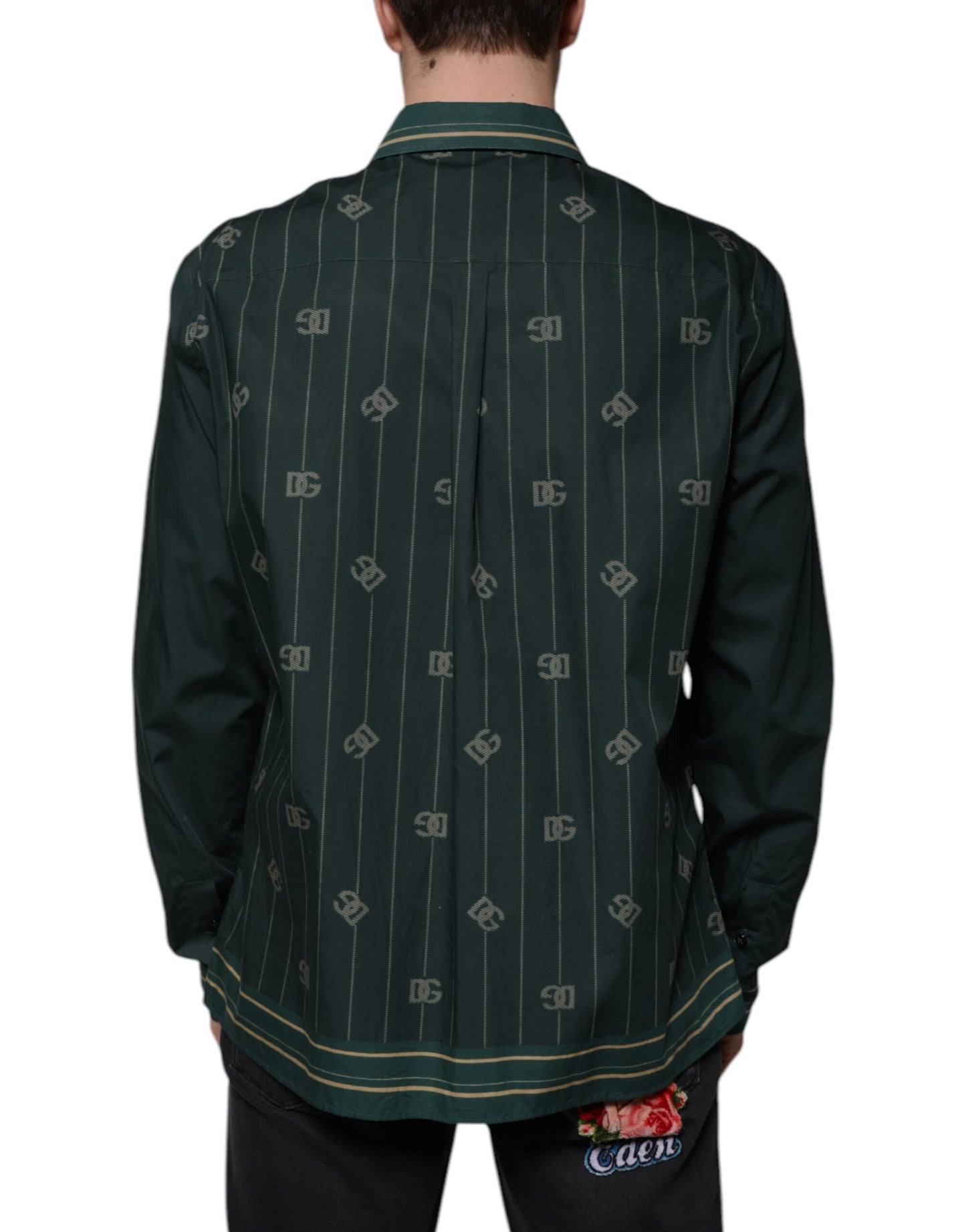 Dolce & Gabbana Grøn Logo Langærmet MARTINI Casual Skjorte